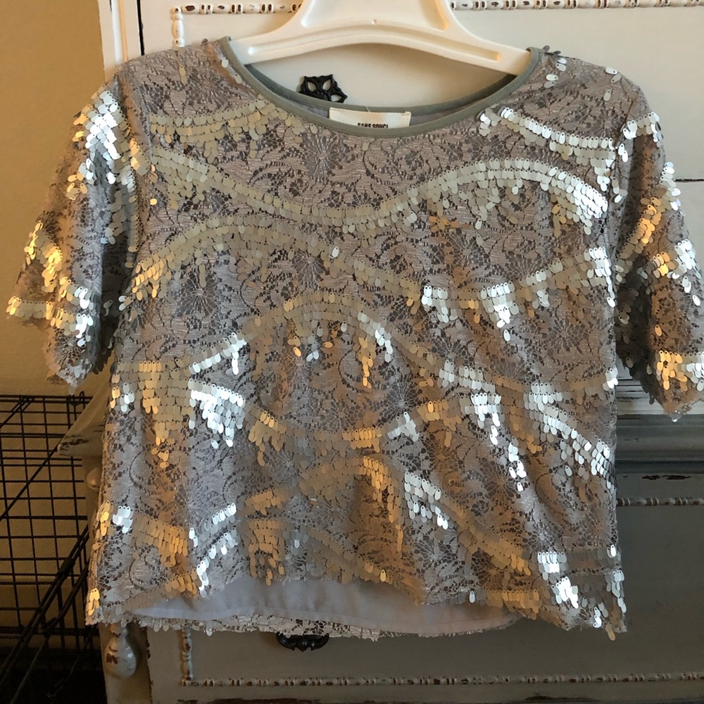 Silver glimmery crop top - perfect for NYE!